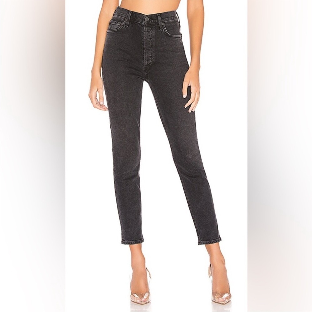 NEW AGOLDE Nico High Rise Slim Fit Jeans in Virtue Black Wash Size 26